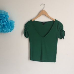 Forever 21 Hunter Green V-Neck T-Shirt